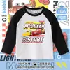 Ropa con temática del coche Rayo McQueen para niños pequeños, tops finos de primavera y otoño, camiseta de algodón para niños con mangas raglán largas, moderna