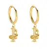 Pendientes de Acero Inoxidable Chapado en Oro 18K con 26 Letras, Pendientes de Zirconia con Forma de Ola de Lujo, Pendientes Elegantes