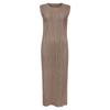 Miyake Minimalista 2026 Verano Nuevo Estilo Japonés Elegante Vestido sin Mangas de Cuello Redondo para Mujer Vestido tipo Tanque de Longitud Media