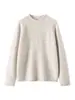Suéter Grueso de Cachemir Pesado para Mujer, Cuello Redondo, Borde Enrollado, Jersey, Tejido 100% Cachemir Puro, Suéter de Manga Larga para Capa Base