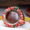 Cuentas de Barril de Hueso de Camello de Jade Color Sangre Natural con Cuentas de Hamburguesa de Turquesa Accesorios Pulsera Juguetes de Mano Venta al por Mayor