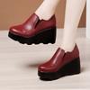Sapatos de salto alto, cunha, corte profundo, camada única, feminino, sola macia, plataforma confortável, sola grossa, plataforma impermeável, outono e inverno, tamanho grande, bico redondo, todos os sapatos de camada única