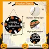 Placa Pendurada Redonda de Madeira em Formato de Coração Transfronteiriça Decoração de Porta Fantasma Caveira Abóbora de Halloween Decoração da Imagem Principal