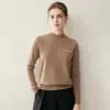 Suéter de cachemira para mujer % cachemira pura de cabra, nuevo otoño e invierno cuello redondo color liso jersey capa base suéter cálido, negro