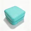 Caixa de Armazenamento de Joias Quadrada Caixa de Joias Portátil para Viagem Mini Bolsa de Couro com Zíper Portátil Caixa para Colar Pingente Anel