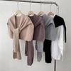Chal de Exención de Responsabilidad de Alta Gama Cálido Moda Estilo Occidental Capa de Punto de Cuello Grande Bufanda de Invierno de Lana de Doble Propósito para Mujer