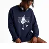 Sudadera de Algodón Pesado para Parejas, Corte Holgado, Cuello Redondo, Sin Capucha, Pulóver, Versátil, Cálida, Prenda Superior Estampada para Otoño e Invierno