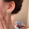 Exquisitos Aretes de Esmalte Doble Capa en Forma de C para Mujer, Nuevos Aretes Estilo Nicho 2025 con un Toque de Lujo para Primavera