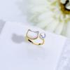 Anillo de Perla de Agua Dulce Natural para Mujer, Camelia Nácar de Alta Gama con Forma de Abanico de Moda de Boca Viva Ajustable Joyería al Por Mayor