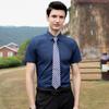 Camisa de Verano de Manga Corta Azul Claro Unisex Negocios Slim-fit Algodón Profesional Vestido Ropa de Trabajo LOGO Bordado