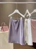 Saia Acetato Cetim Estilo Francês para Mulheres, Verão 2026 Nova Cintura Alta, Elegante, Justa ao Corpo, Simples, Nicho, Curta em Linha A