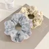 Goma para el pelo bonita de color crema estilo coreano con estampado floral para mujer, Cinta para coleta versátil de alta gama, Banda para el pelo atmosférica