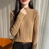 Cross26 Outono/Inverno Novo Tricô Feminino Suéter Pulôver Gola Semi Alta Camada Base Feminina Slim Fit Estilo Coreano Comércio Exterior Atacado