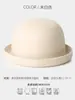 Sombrero de Pescador para Mujer de Lana Pequeño Sombrero de Cubeta de Lana Otoño e Invierno Japonés Versátil Casual Sombrero de Copa Pequeño de Castor a la Moda Borde Rizado Sombrero de Vuelta