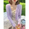 Cárdigan de Punto para Mujer Delgado Verano 2025 Chaqueta de Seda Helada Camisa de Aire Acondicionado Falda de Tirantes con Protección Solar Blusa Top