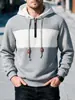 Talla Europea Amazon Sudadera de Primavera y Otoño para Hombre Nueva Sudadera a Cuadros Bloque de Color para Hombre con Capucha de Manga Larga Casual Deportiva
