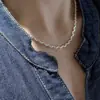 Collar de Plata de Ley 925 con Textura de Ola para Mujer, Cadena de Clavícula Vintage Deslizante, Diseño de Nicho Moderno, Cadena Sencilla Lisa