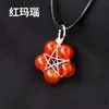 Colgante de Abalorio de Cristal Natural Transfronterizo Colgante Flor de Estrella de Cinco Puntas Enrollado a Mano Joyería de Collar de Cristal Blanco Venta al por Mayor