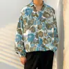Camisa Floral Retrô Vintage Estilo Hong Kong para Homens e Mulheres Verão Tendência Marca Havaiana Despojada Cool Solta Camisa de Manga Longa Casaco para Casal