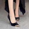 Saltos Altos Sexy com Estampa de Leopardo e Bico Fino para Mulheres, Elegantes e Confortáveis, Saltos Finos, Sapatos de Salto Baixo para Primavera e Outono para Mulheres