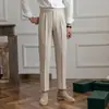 Calças Masculinas Nove Pontos Slim Business Vestuário Casual Novas Calças Perna Afunilada Verão Moda de Alta Qualidade Calças de Terno para Homens
