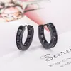 Aretes de aro negros con circonita clásica europea y americana, estilo callejero simple para uso diario, aretes de hip-hop para hombres y mujeres, accesorio negro ultra genial y moderno