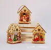 Decoración de Árbol de Navidad LED Lámpara de Diodo Emisor de Luz Protección Ambiental Colgante de Madera de Papá Noel Decoración de Hogar de Dibujos Animados