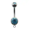 Anillo Umbilical Doble Diamante de Acero Inoxidable Meier con Hebilla de Ombligo de Diamante Joyería de Perforación Corporal Transfronteriza con Clavo de Ombligo de Diamante