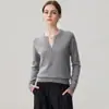 26 Nova coleção Outono/Inverno: camada base feminina lisa 35% cashmere, suéter de malha versátil, pulôver estiloso