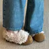 Pantuflas Retro de Plataforma sin Cordones para Mujer, Nuevos Zapatos de Invierno de un Paso Peludos Estilo Birkenstock, Zapatos Cálidos de Algodón con Forro de Felpa