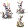 Guirnalda de Pascua con diseño de conejo, 2D, plana, acrílica, para decoración de fiestas navideñas, colgante para coche