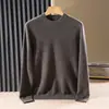Suéter de Punto de Lana Cachemira Nuevo Otoño/Invierno 2026 Cuello Redondo Manga Larga para Hombre Color Sólido Suéter de Lana Cepillada