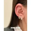Aretes de Clip Cuadrados Brillantes de Circonia, Aros Rectos de Alfiler, Pendientes de Cubo de Azúcar, Clavos de Diamante, Aretes de Clip, Versátiles y Elegantes