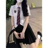 2024 Verão Novo Puro Lustoso Doce Menina Cintura Estudante Camisa Terno Saia Estilo Japonês Jk Uniforme Camisa de Manga Curta