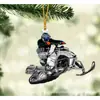 Decoração de Árvore de Natal Personalizada com Pingente de Motociclista Nevado Enfeite para Pendurar no Espelho Retrovisor Interno do Carro