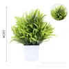 Planta verde artificial artificial planta de eucalipto em vaso grama decorativa vaso de plástico branco para quarto estante decoração de interiores