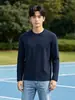 Sudadera de Cuello Redondo para Hombre Otoño Invierno Más Terciopelo Cálido Manga Larga Capa Base Color Puro Holgada Talla Grande Top Interior Base