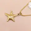 Moderna, Sencilla, Elegante, Personalizada, Textura Martillada Retro Acero de Titanio Dorado Estilo Fresco Colgante de Collar de Estrella de Mar