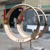 Escultura Grande para Jardim de Água em Aço Inoxidável Personalizável, Escultura Decorativa de Paisagismo com Formato Abstrato Espelhado para Exterior