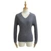 Suéter cinza com decote em V, suéter feminino 2024, novo outono e inverno, camisa de base interna, top de manga comprida slim fit