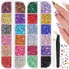 Caixa Colorida Ab com 40 Compartimentos, 3mm, Fundo Plano, Pedras de Resina para Unhas, Strass, Hot-Selling da Amazon, Kit de Acessórios para Nail Art DIY, Atacado