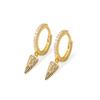 Pendientes elegantes con hebilla de oreja de estilo coreano, de Dongdaemun, de plata esterlina s925, con diseño de cono geométrico y diamantes, de lujo, al por mayor