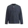 SANHOMME Camiseta base de rayas retro moderna estilo americano sudadera para hombre cuello henley chaqueta holgada 7071