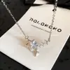 Colar Exquisito de Zircônia Estrela de Cinco Pontas Totalmente Cravejado Estilo Ins Feminino Pingente de Estrela de Alto Padrão Corrente de Clavícula Elegante Acessórios