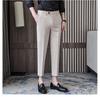 Verão Drop Feet Calças Masculinas Estilo coreano Moda Slim-fit Gelo Seda Tornozelo-comprimento Calças Stylist Straight Suit Calças