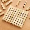 Pinzas para la ropa de bambú natural, Paquete de 20, No marcan, Antideslizantes, Clips a prueba de viento, Prácticas para secar ropa y calcetines en casa