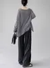 Calça Casual de Arroz Glutinoso para Mulheres no Outono e Inverno Forrada com Fleece para Aquecimento, Estilo Solto e Preguiçoso, Calça de Perna Larga Solta e Drapeada para Pessoas Baixas com Cordão