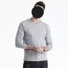 Camiseta de manga larga para hombre, de algodón, con cuello redondo, estilo coreano, holgada, de color liso, para otoño, blanca, para primavera y otoño