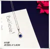 Nuevo Collar de Zafiro para Mujer, Corazón de Cristal Azul Diamantado, Colgante de Trébol de Cuatro Hojas, Cadena Corta para Clavícula, Lujo Ligero y Versátil Elegante