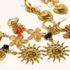 Estilo de Moda Transfronterizo Europeo y Americano, Pendientes de Acero Inoxidable con Chapado en Oro de 18 Quilates, Diseño de Mariposa con Flor y Corazón de Gama Alta